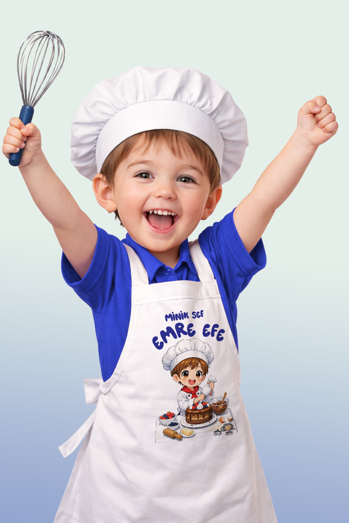 Kişiye Özel Çocuk Şef Önlüğü – İsim Yazılabilir Mutfak Önlüğü – K