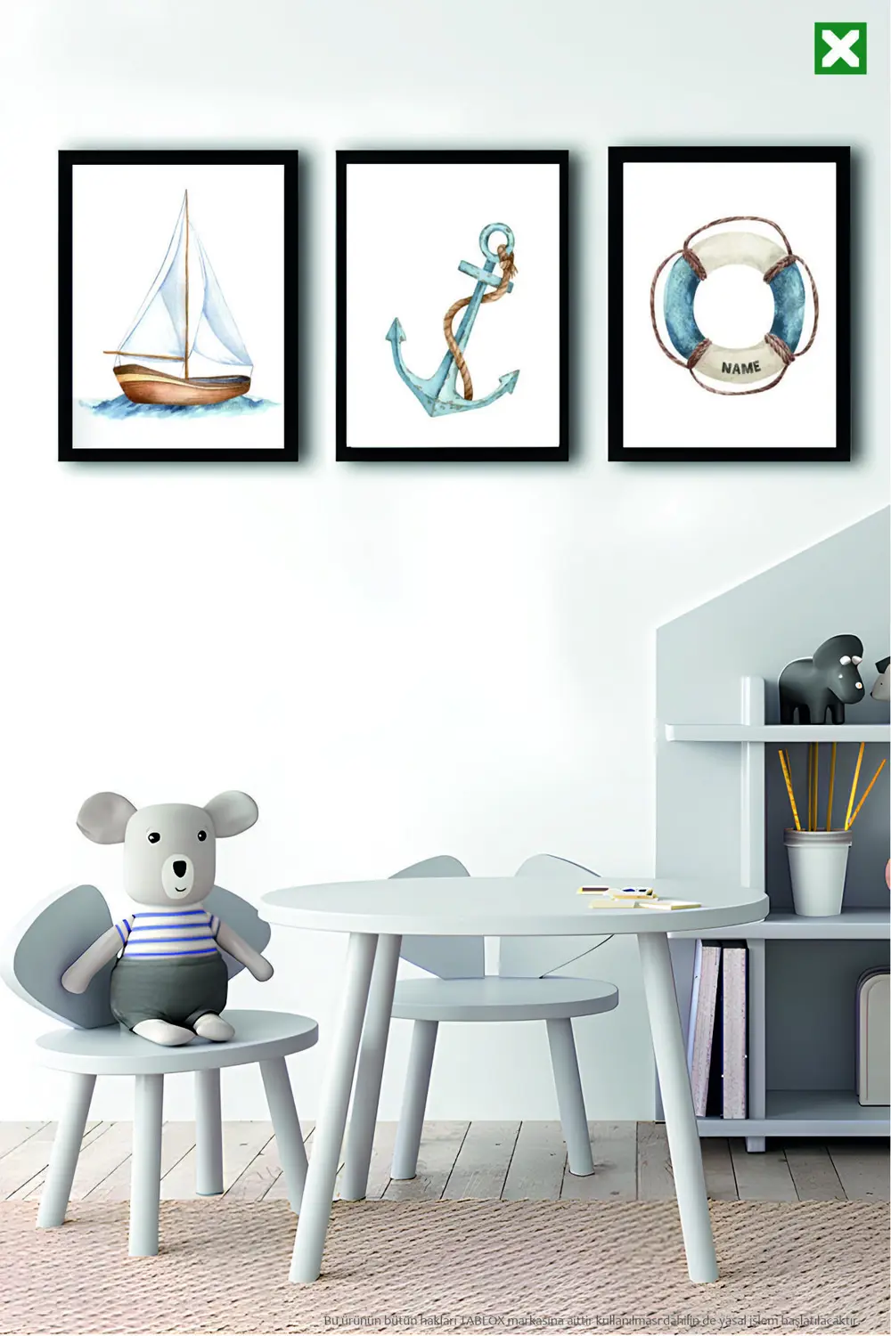 Kişiye Özel Denizcilik Temalı 3’lü Çerçeve Görünümlü Modern MDF T