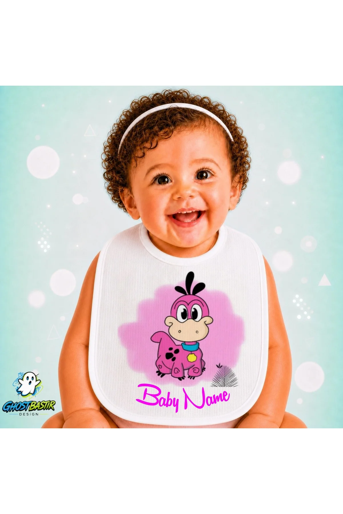 Kişiye Özel Dino Keten Bebek Mama Önlüğü – Yumuşak, Emici, Yıkanabilir, Özel Tasarım P081