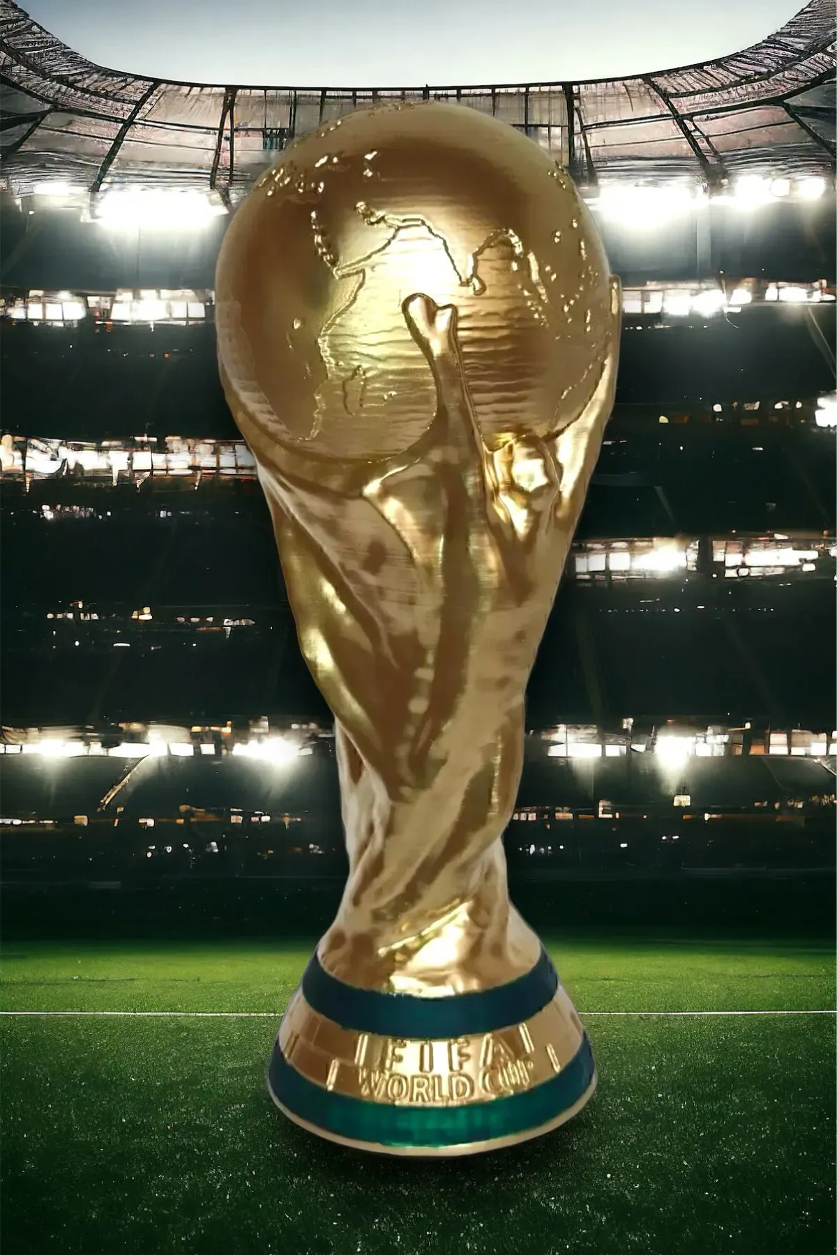 3D  Kişiye Özel İsim Baskili 23 Cm Boy Fifa Dünya Kupasi Gold Kaplama Messi Qatar Futbol