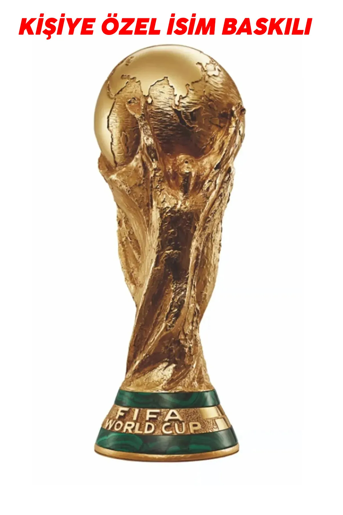 3D  Kişiye Özel İsim Baskili 23 Cm Boy Fifa Dünya Kupasi Gold Kaplama Messi Qatar Futbol