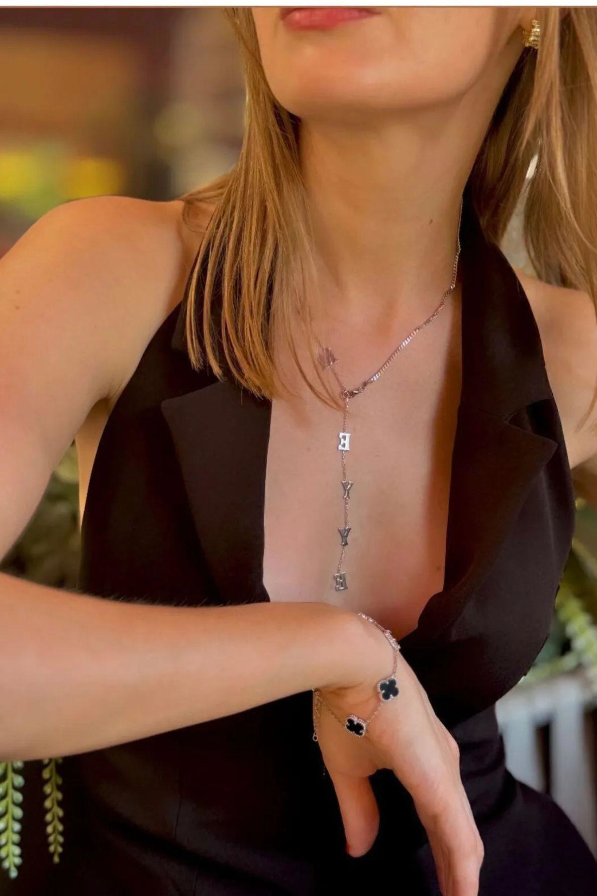 Beyisa Kişiye Özel İsimli Y Model Gümüş Kadın Kolye