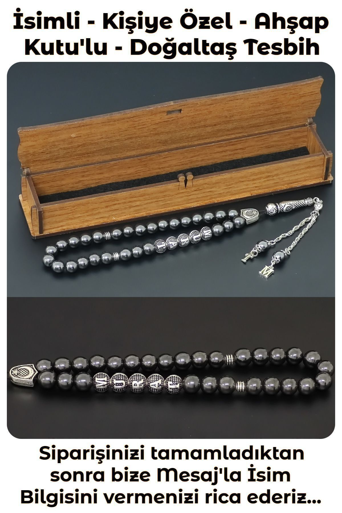 Tesbih Sakarya Kişiye Özel İsimli Tesbih - Hematit Taşı - Harfli Püsküllü Tesbih