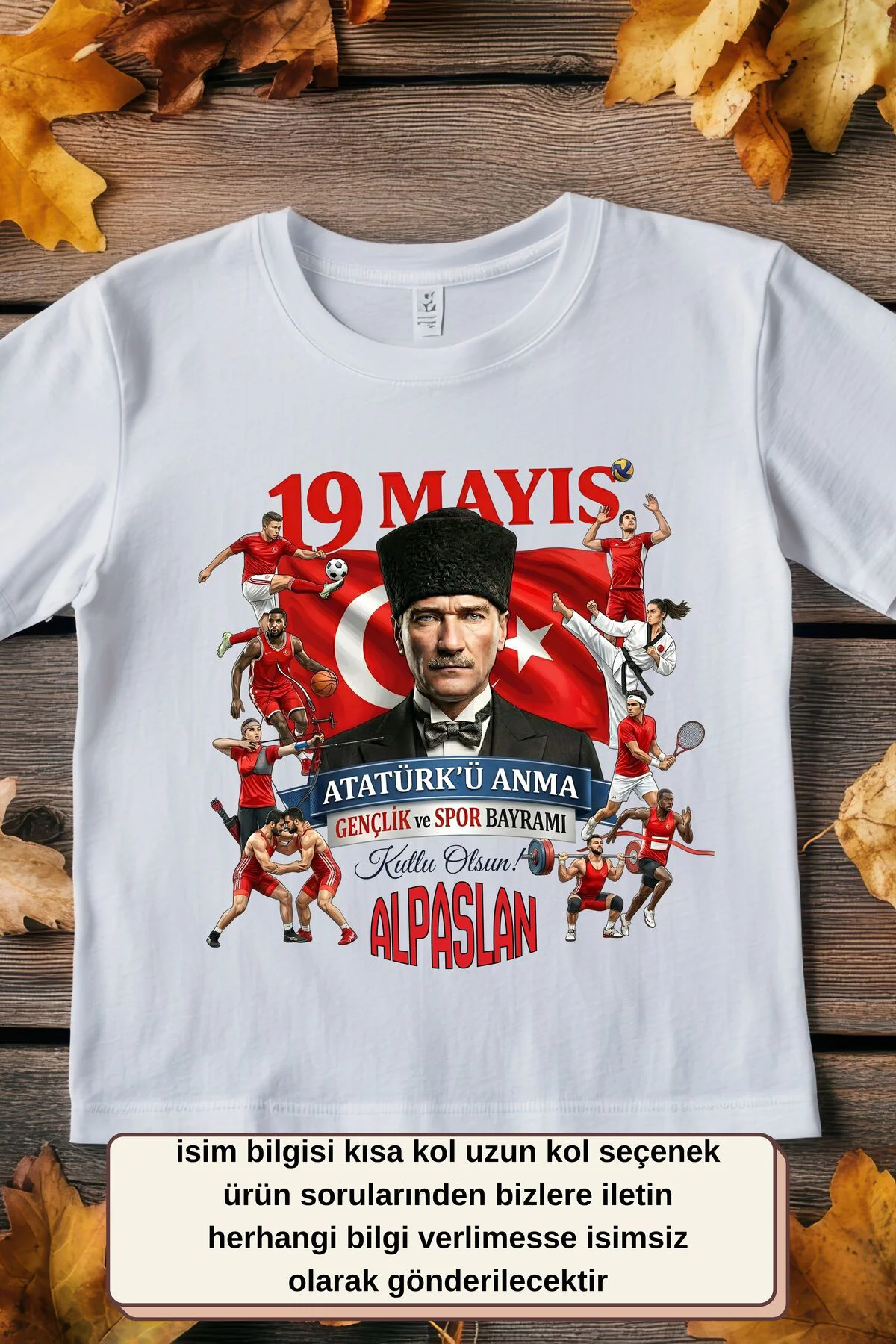 Kişiye Özel İsim Yazılı 19 Mayıs Atatürk ve Spor Temalı Çocuk Tişörtü - %100 Pamuk Kişiye Özel İsim Yazılı 19 Mayıs Atatürk ve Spor Temalı Çocuk Tişörtü - %100 Pamuk