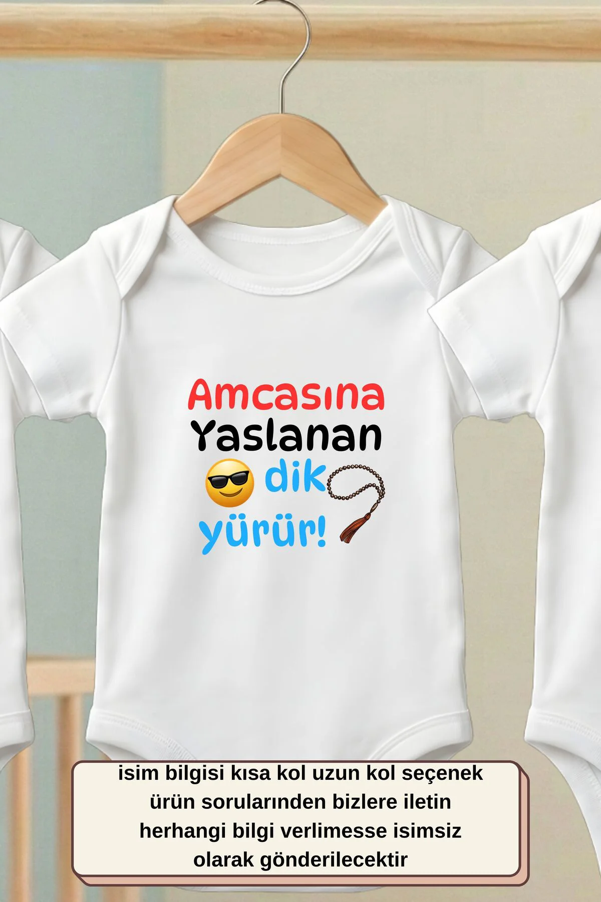 Kişiye Özel İsimli 3'lü Zıbın Seti: Eğlenceli Amca ve Dayı Tasarı
