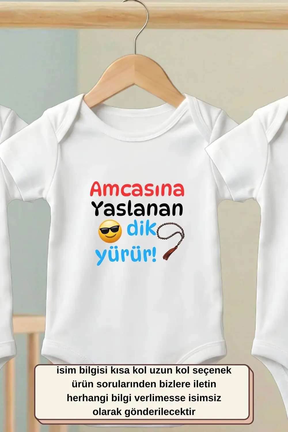 Kişiye Özel İsimli 3'lü Zıbın Seti: Eğlenceli Amca ve Dayı Tasarı