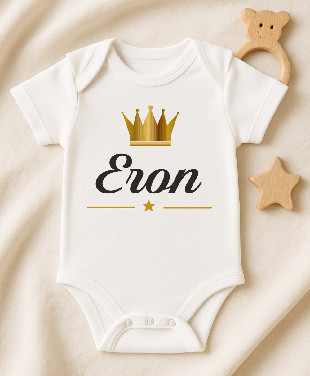 Kişiye Özel İsimli Bebek Body Gold Taçlı Yeni Doğan Zıbın037 Kişiye Özel İsimli Bebek Body Gold Taçlı Yeni Doğan Zıbın037