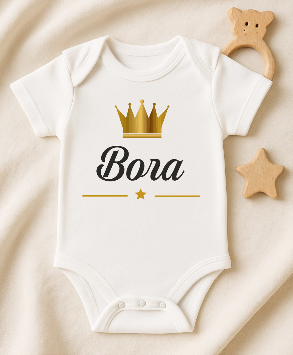 Kişiye Özel İsimli Bebek Body Gold Taçlı Yeni Doğan Zıbın022