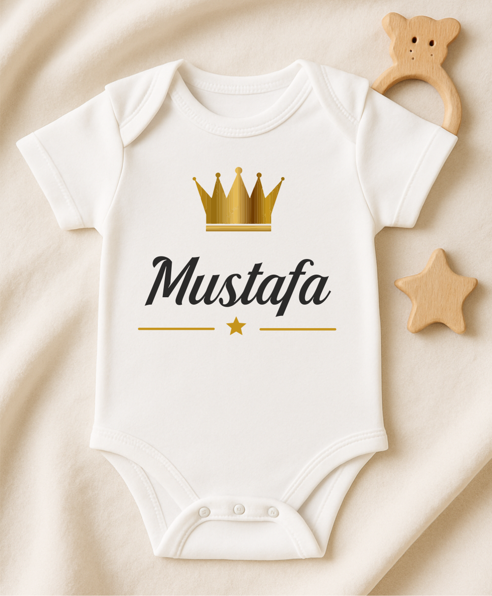 Kişiye Özel İsimli Bebek Body Gold Taçlı Yeni Doğan Zıbın089 Kişiye Özel İsimli Bebek Body Gold Taçlı Yeni Doğan Zıbın089