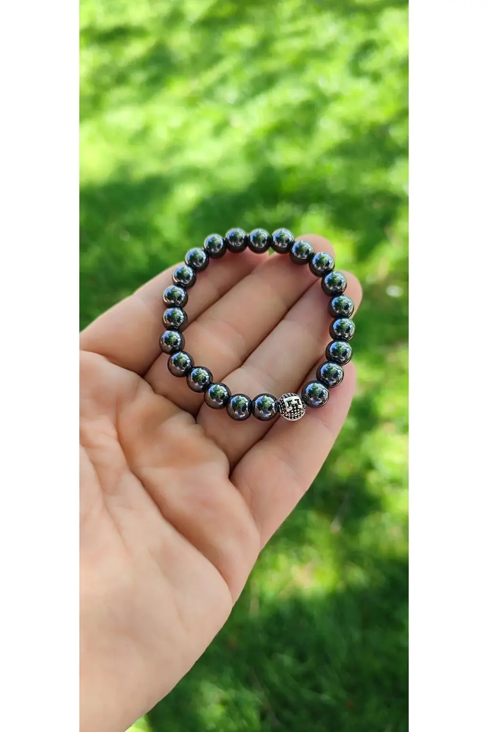 Kişiye Özel İsimli Hematit Doğal Taş Bileklik – El Yapımı Unisex