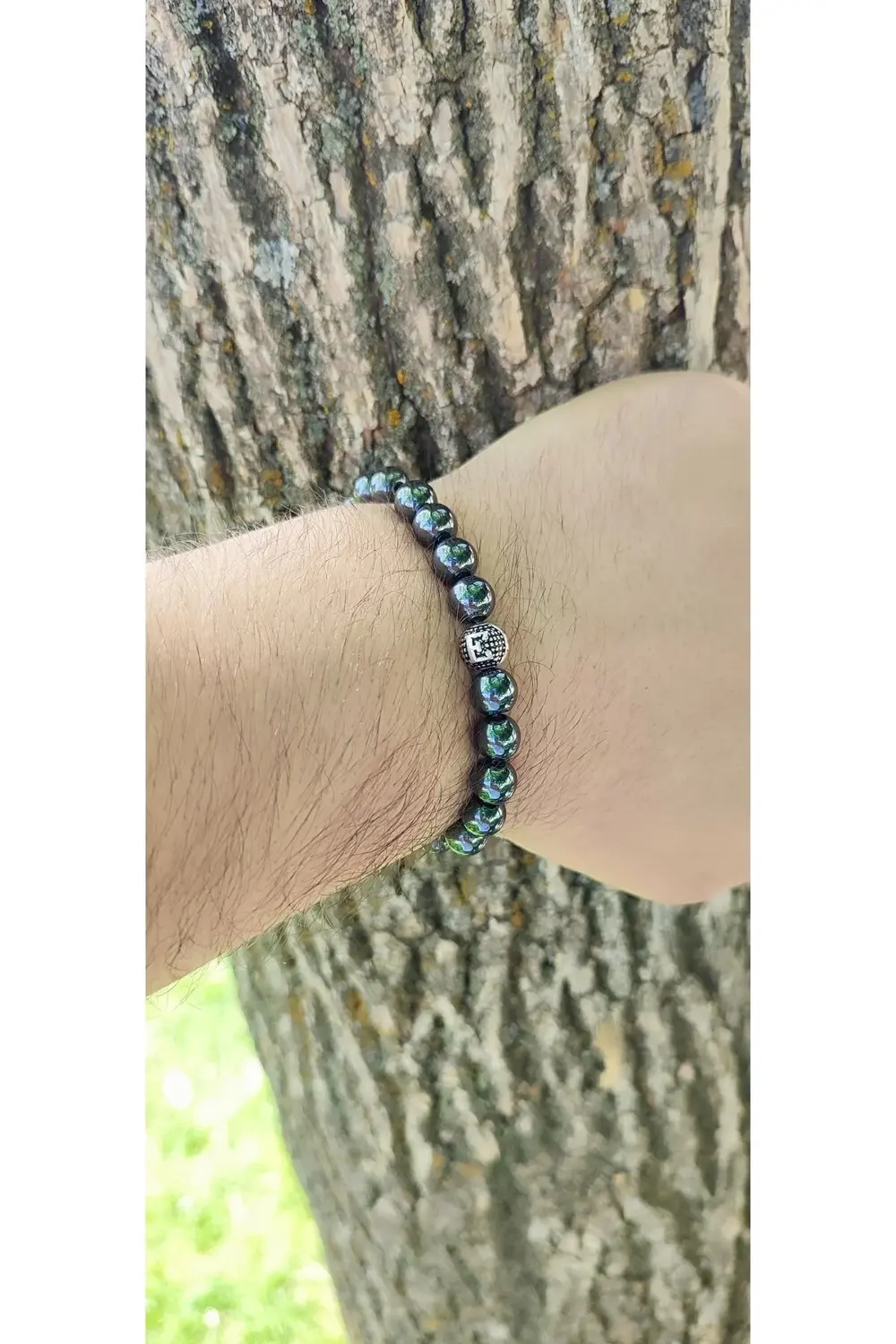 Kişiye Özel İsimli Hematit Doğal Taş Bileklik – El Yapımı Unisex