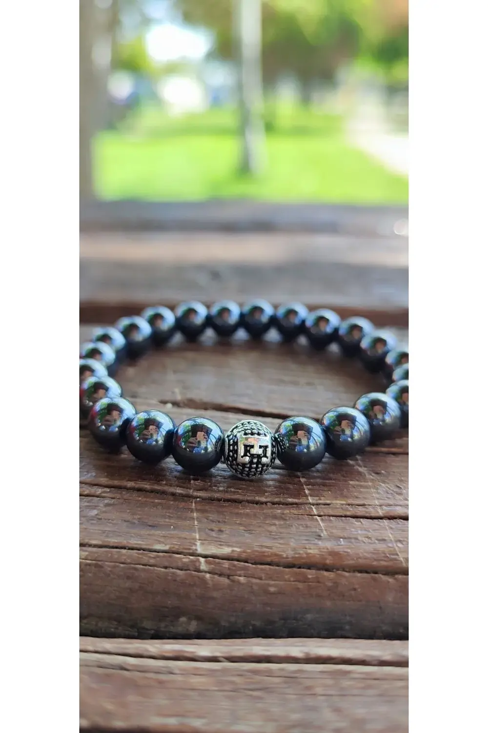 Kişiye Özel İsimli Hematit Doğal Taş Bileklik – El Yapımı Unisex