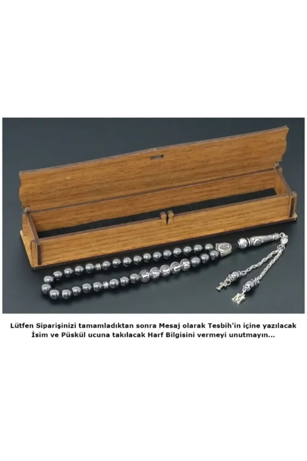 Kişiye Özel Isimli Tesbih - Hematit Taşı - Harfli Püsküllü Tesbih