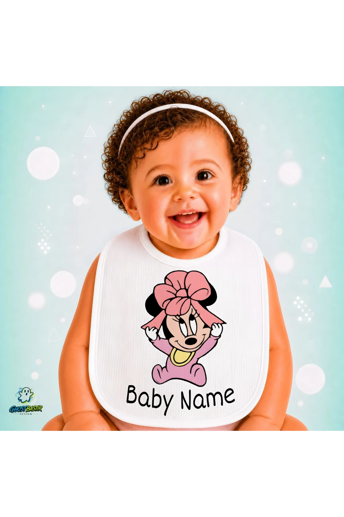 Kişiye Özel Minnie Mouse Keten Bebek Mama Önlüğü – Yumuşak, Emici, Yıkanabilir, Özel Tasarım P094