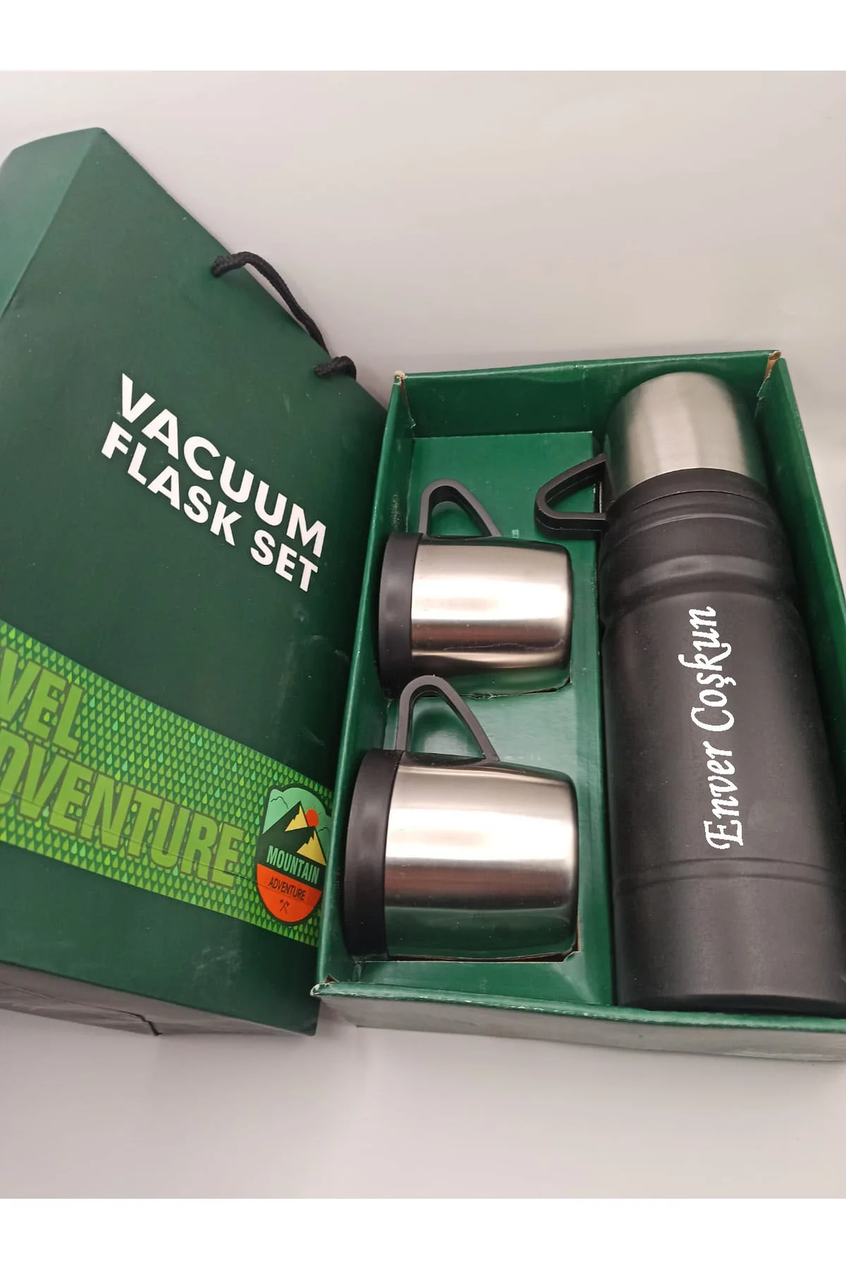 Kişiye Özel Paslanmaz Çelik 680 Ml Vakumlu Termos Seti