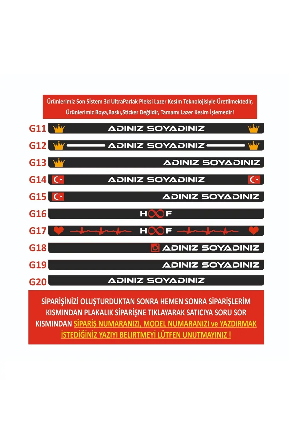 Kişiye Özel Pleksi Takmatik Plakalık