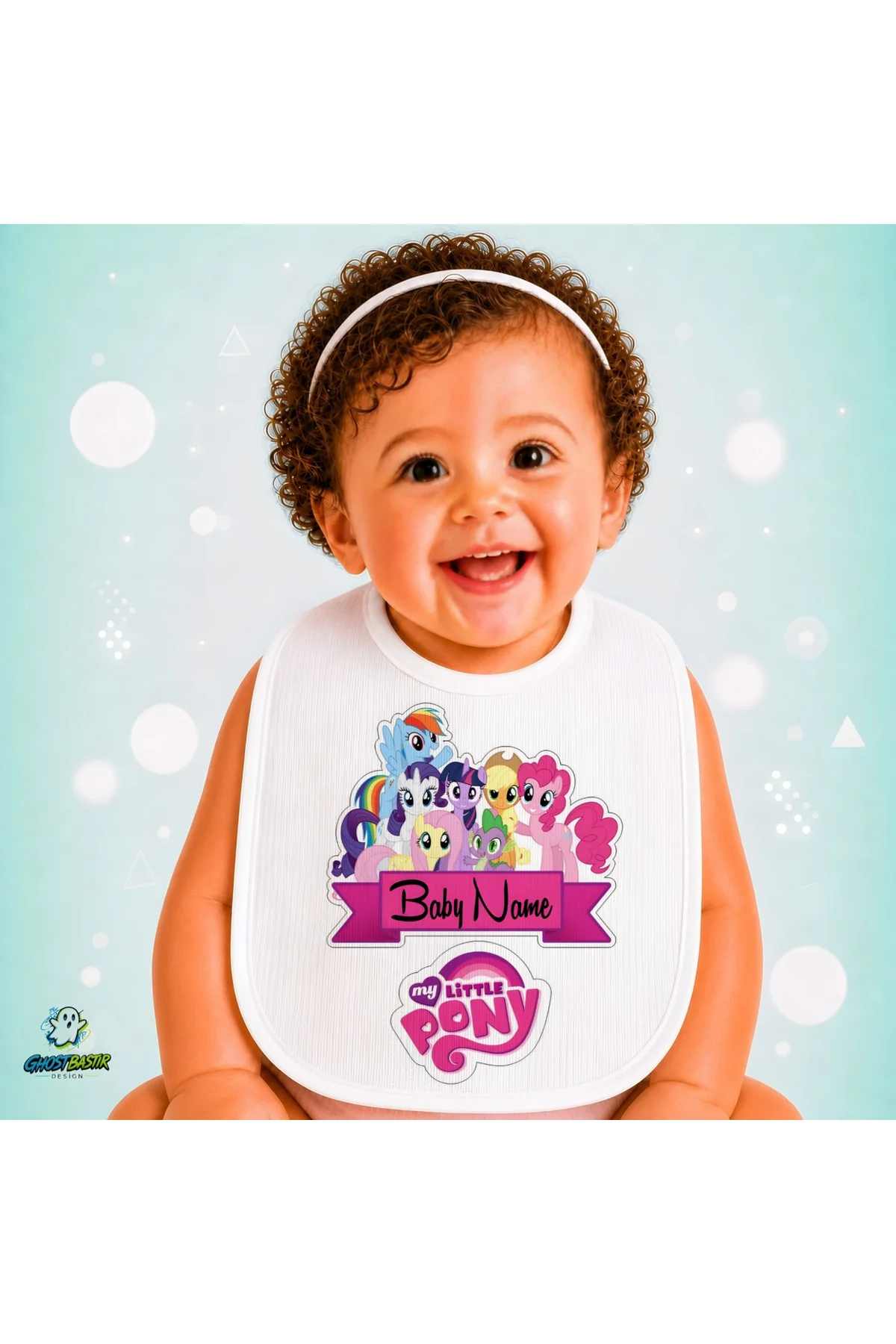 Kişiye Özel Pony Keten Bebek Mama Önlüğü – Yumuşak, Emici, Yıkanabilir, Özel Tasarım P103