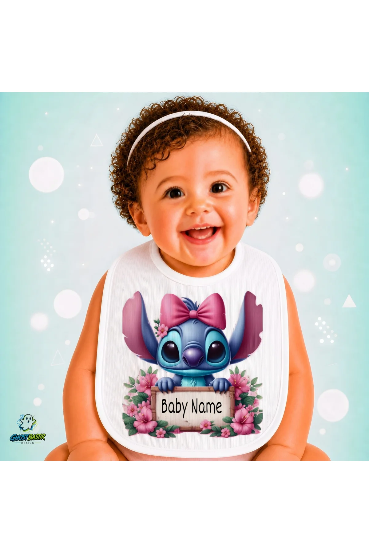 Kişiye Özel Stitch Keten Bebek Mama Önlüğü – Yumuşak, Emici, Yıkanabilir, Özel Tasarım P109