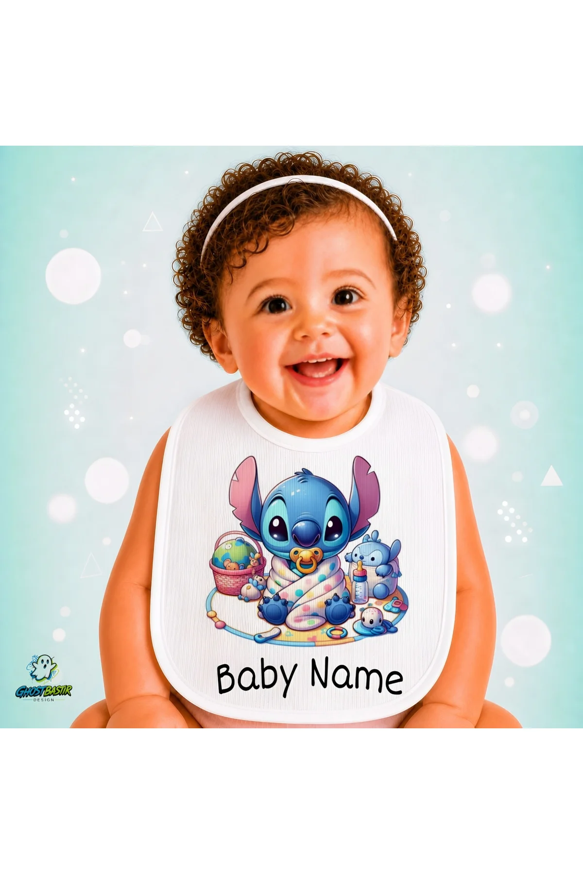 Kişiye Özel Stitch Keten Bebek Mama Önlüğü – Yumuşak, Emici, Yıkanabilir, Özel Tasarım P105