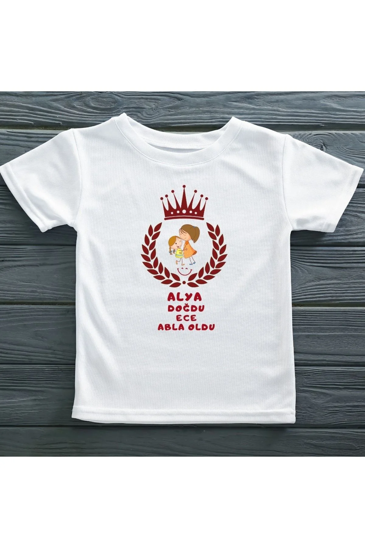 Kişiye Özel Tişört- Abla Abi Oldu yazılı