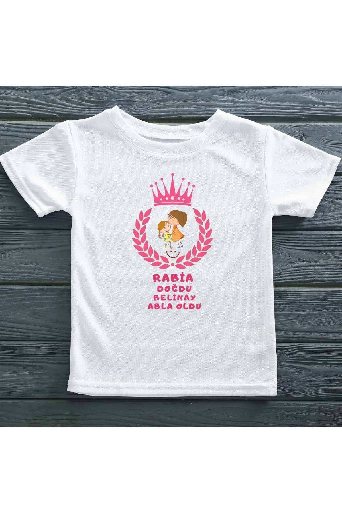 Kişiye Özel Tişört- Abla Abi Oldu yazılı