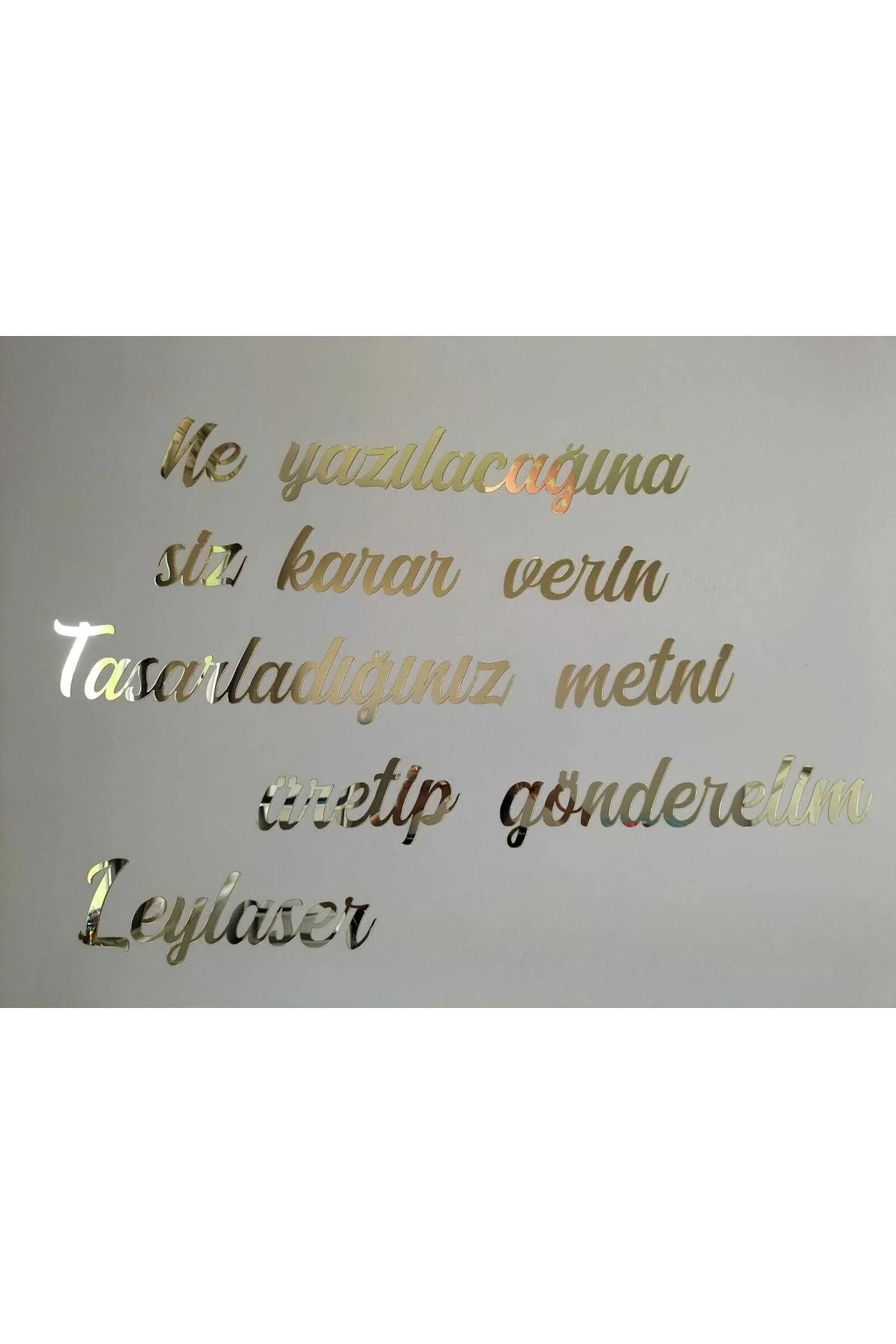 Kişiye Özel Yazı, Kendinden Yapışkanlı Aynalı Gold Pleksi Duvar Y