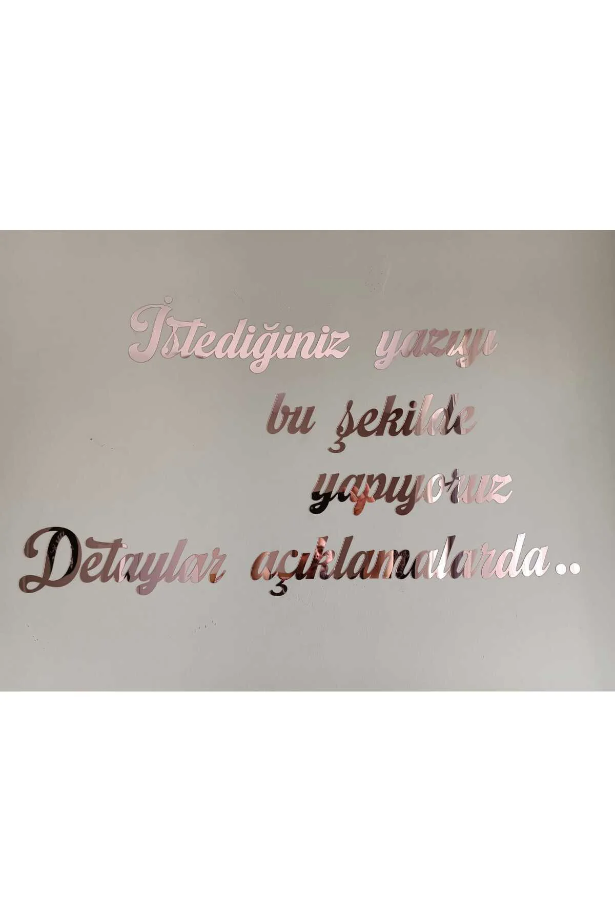 Kişiye Özel Yazı, Yapışkanlı Aynalı Rose Gold Pleksi Duvar Yazısı