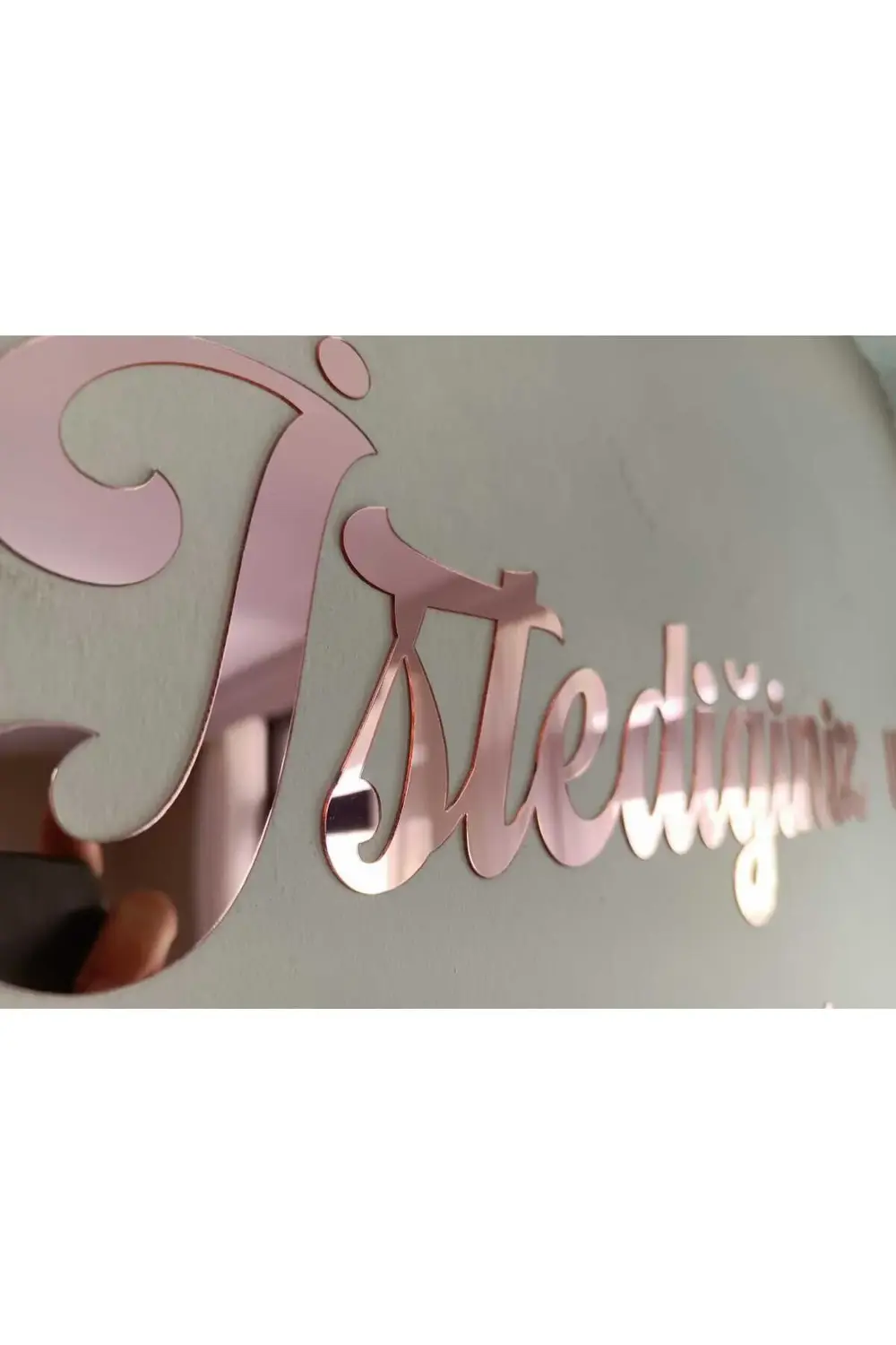 Kişiye Özel Yazı, Yapışkanlı Aynalı Rose Gold Pleksi Duvar Yazısı