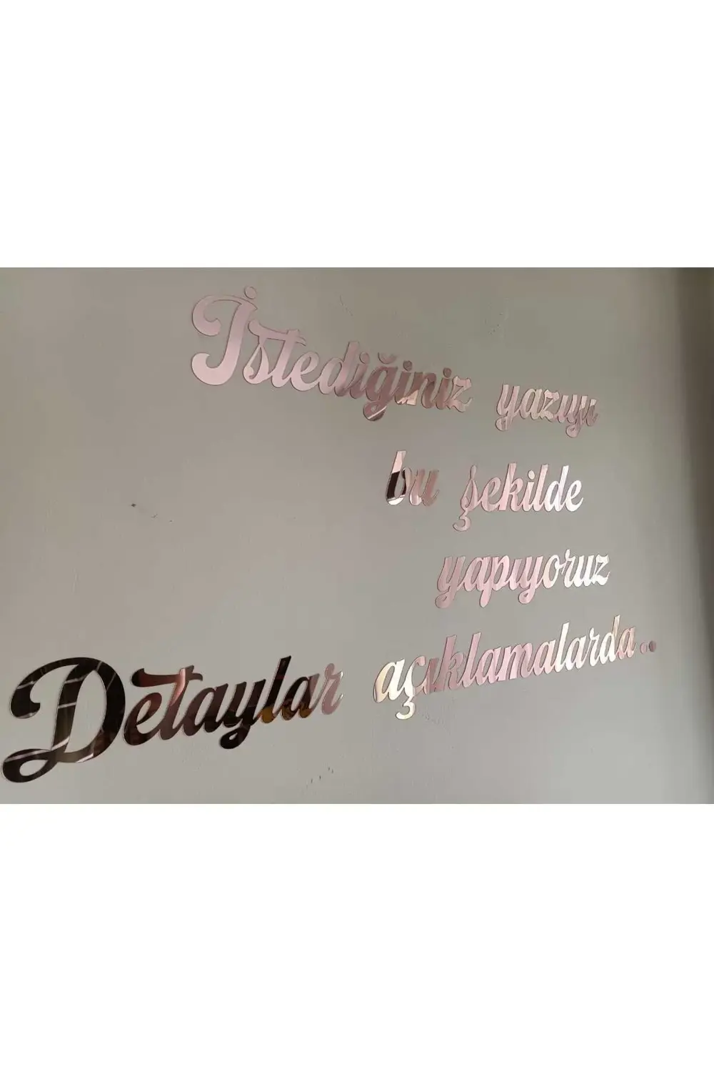 Kişiye Özel Yazı, Yapışkanlı Aynalı Rose Gold Pleksi Duvar Yazısı
