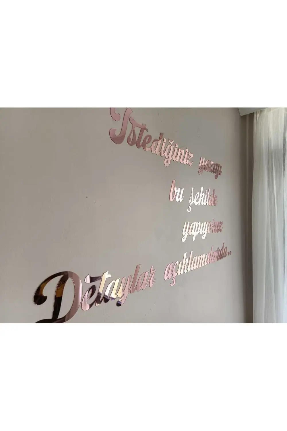 Kişiye Özel Yazı, Yapışkanlı Aynalı Rose Gold Pleksi Duvar Yazısı