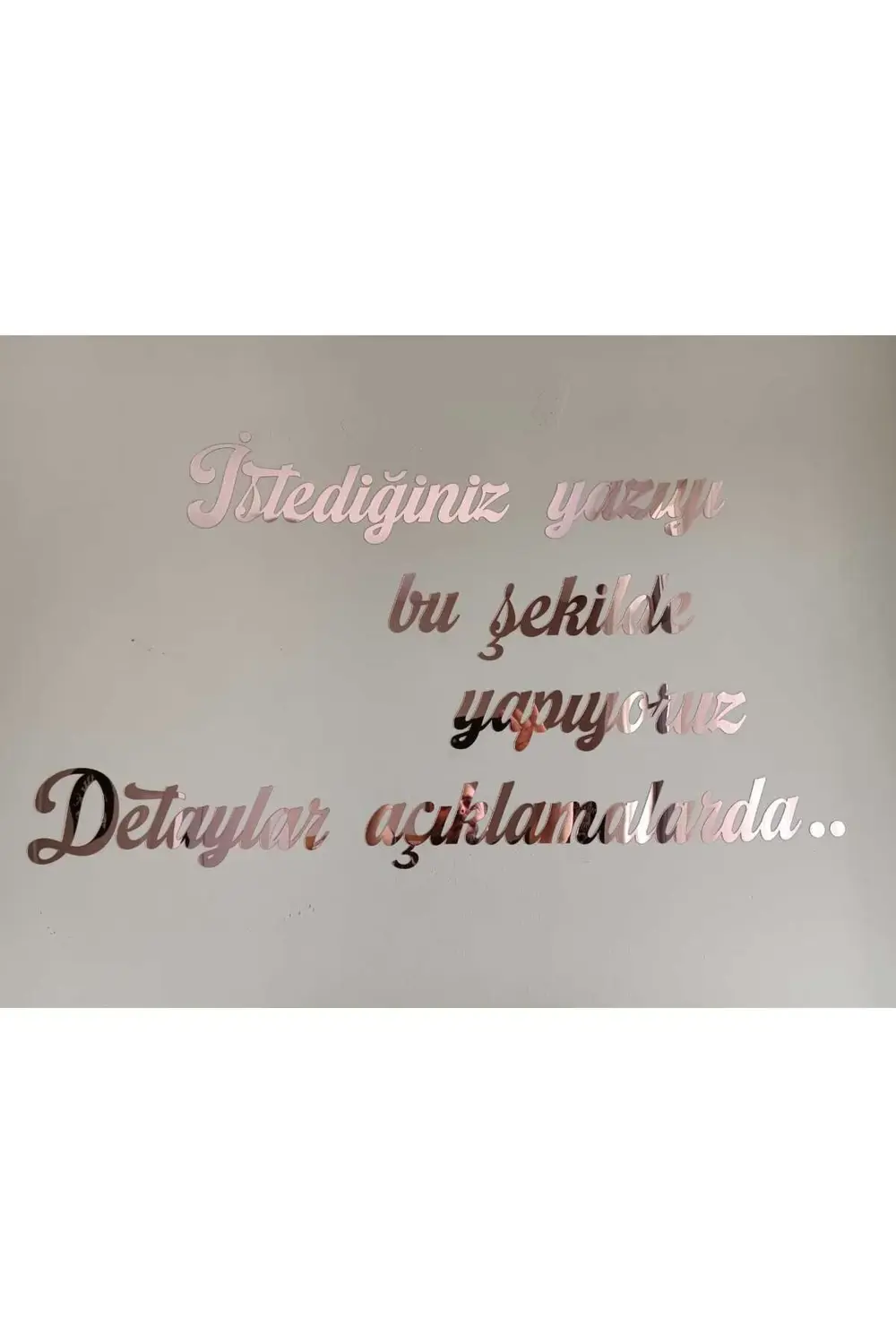 Kişiye Özel Yazı, Yapışkanlı Aynalı Rose Gold Pleksi Duvar Yazısı