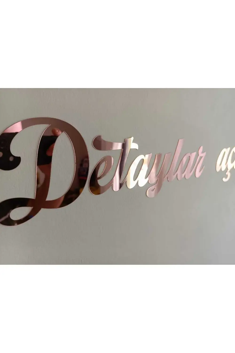 Kişiye Özel Yazı, Yapışkanlı Aynalı Rose Gold Pleksi Duvar Yazısı