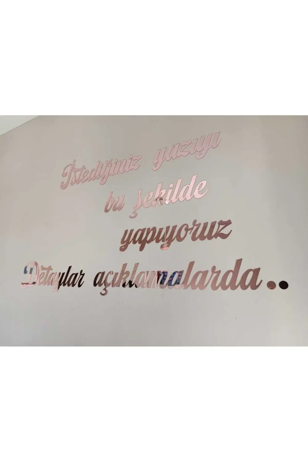 Kişiye Özel Yazı, Yapışkanlı Aynalı Rose Gold Pleksi Duvar Yazısı