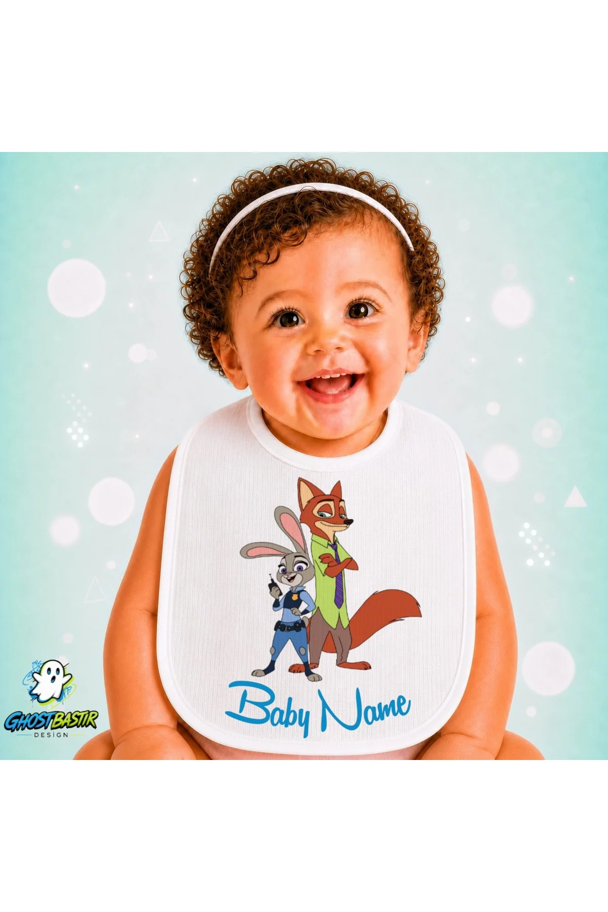 Kişiye Özel Zootropolis Keten Bebek Mama Önlüğü – Yumuşak, Emici, Yıkanabilir, Özel Tasarım P115