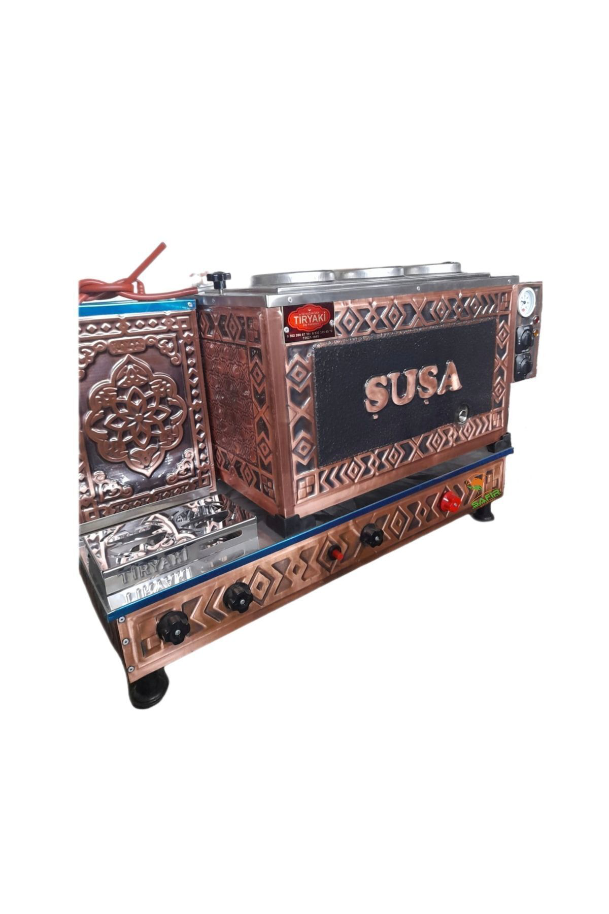 Kişiye Ve Firmaya Özel Isimli Logolu 3 Gözlü Bakır Çay Kazanı Tam