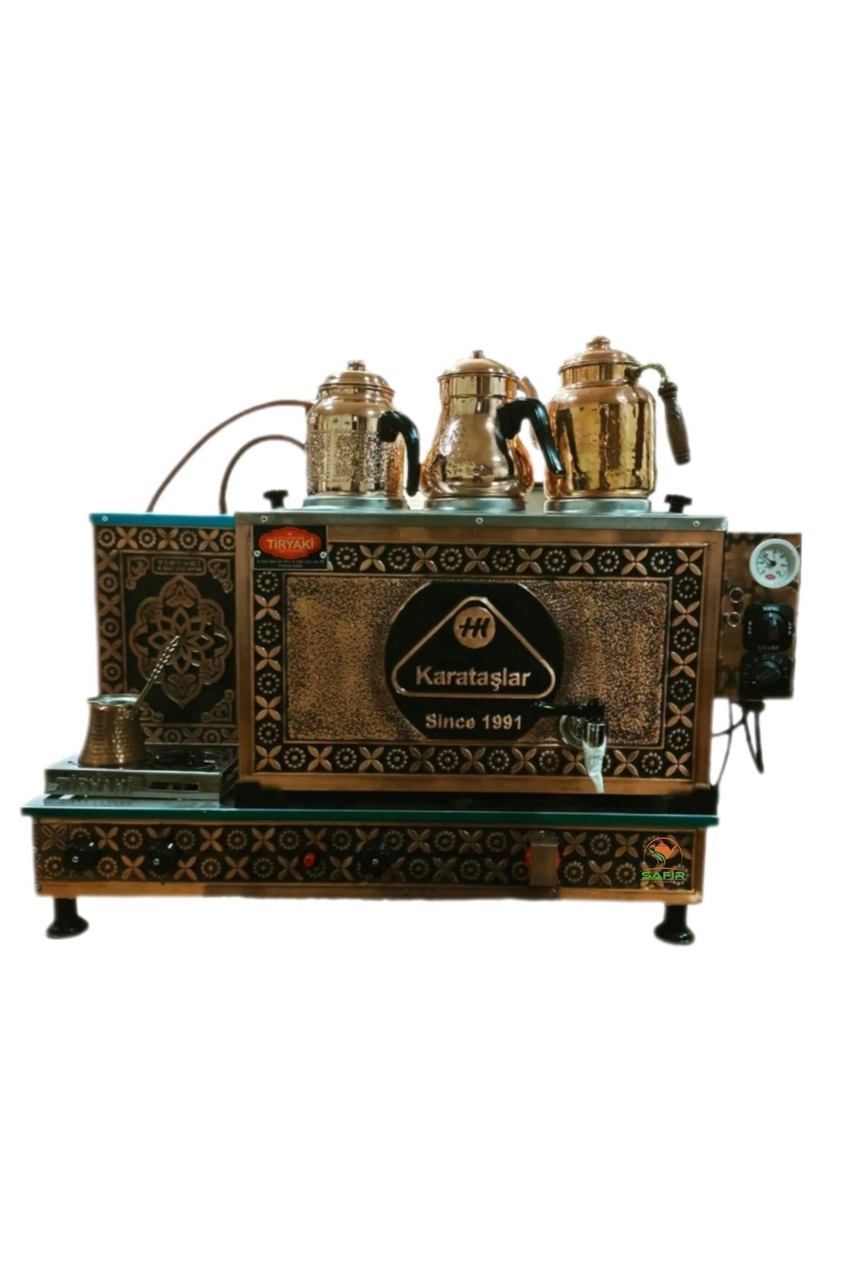 Kişiye Ve Firmaya Özel Isimli Logolu 3 Gözlü Bakır Çay Kazanı Tam