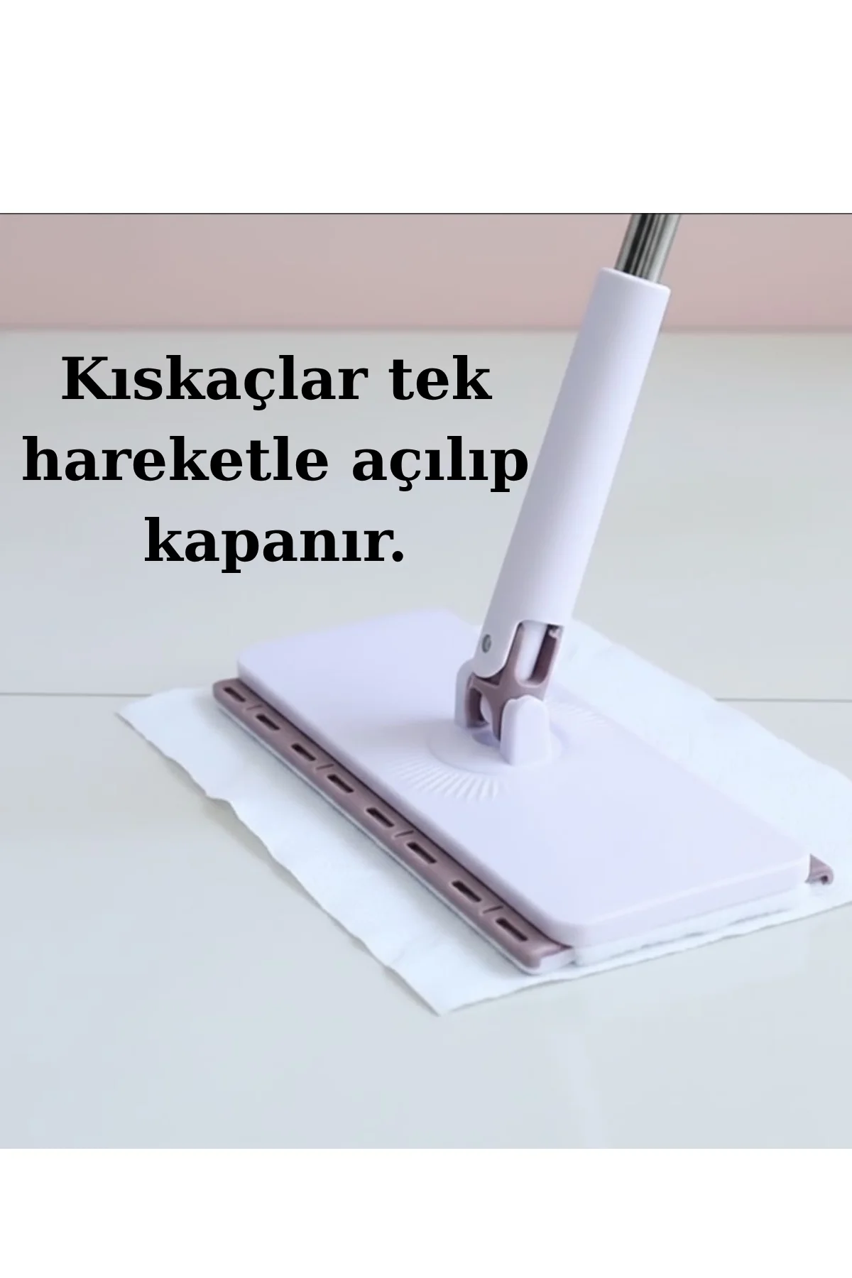 Kıskaçlı Temizlik Mopu, Hijyenik Çok Amaçlı Pratik Uzun Mop, Temi
