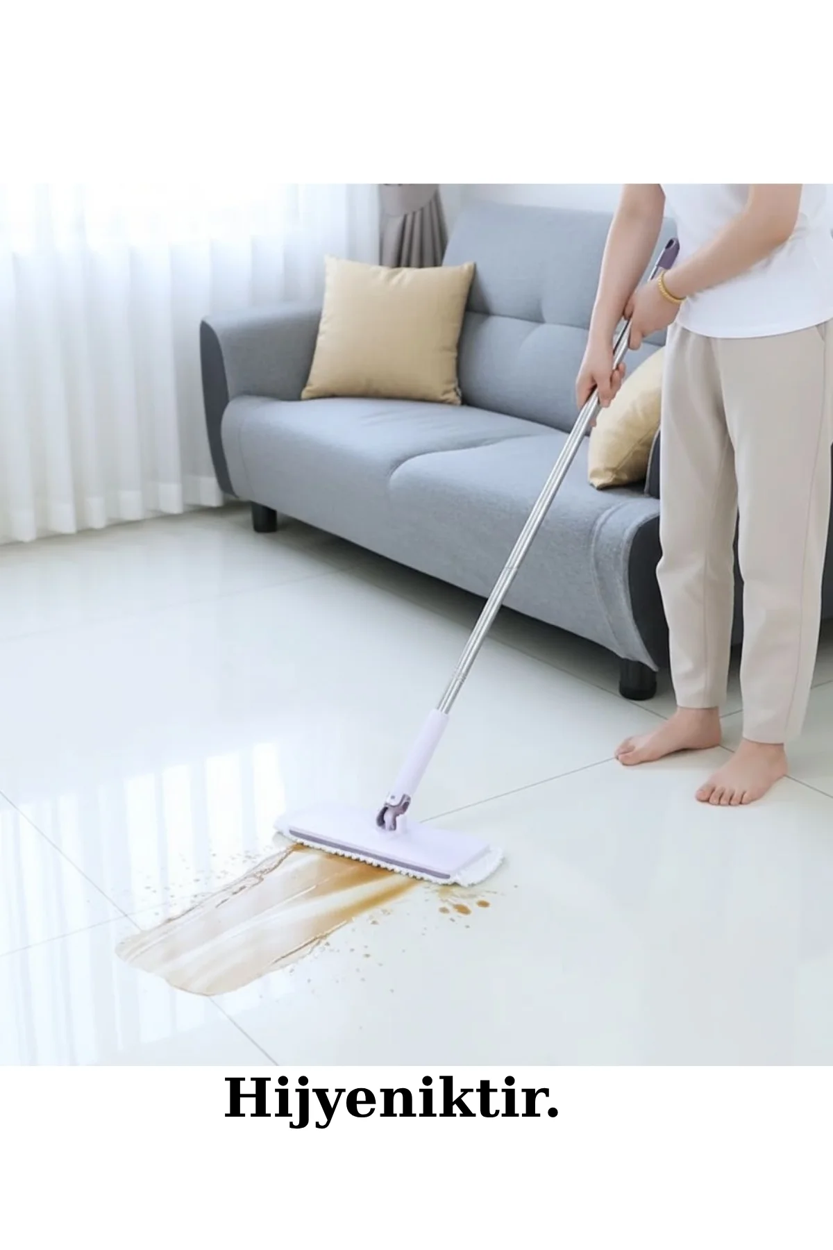 Kıskaçlı Temizlik Mopu, Hijyenik Çok Amaçlı Pratik Uzun Mop, Temi