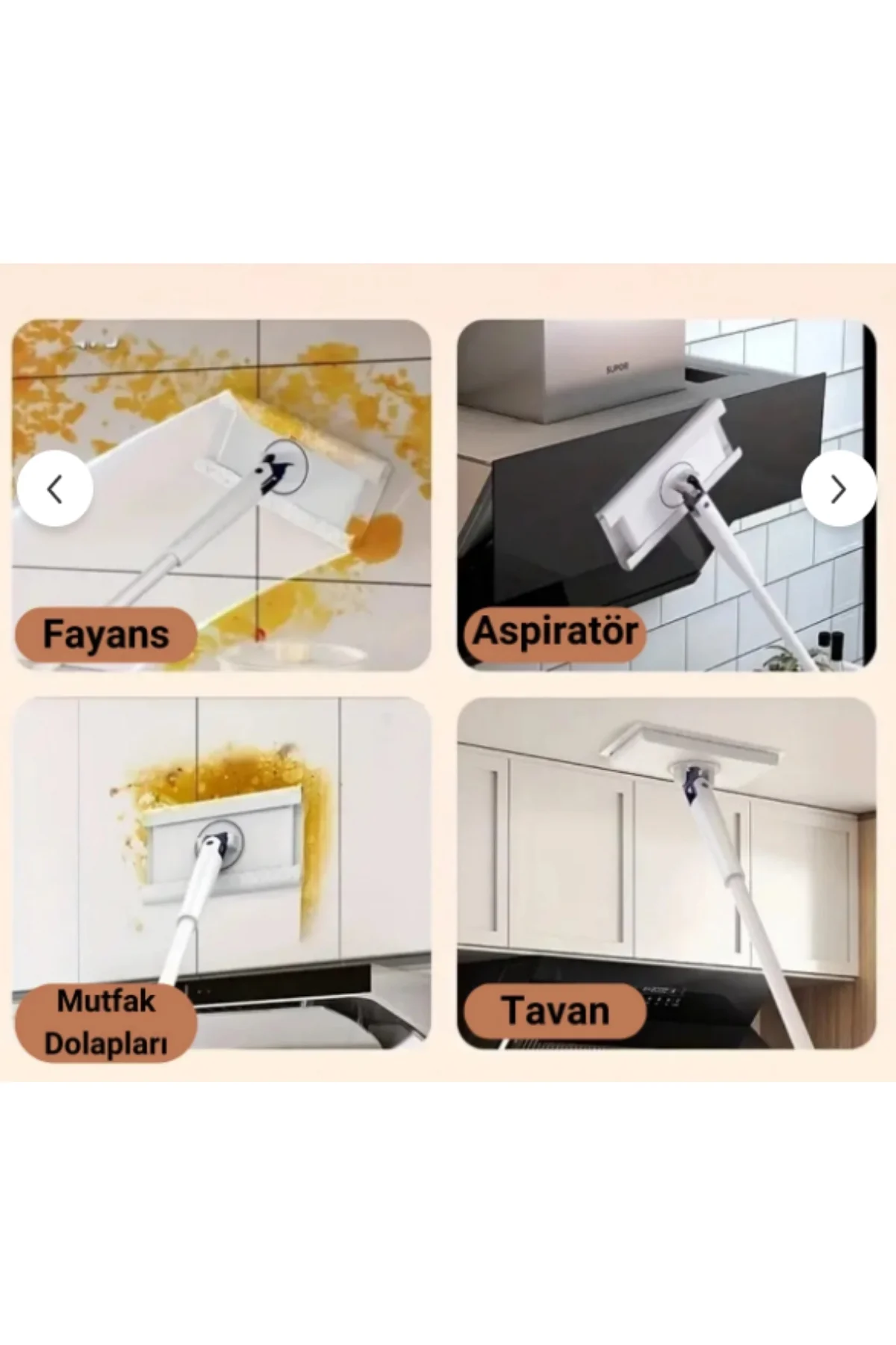Kıskaçlı Temizlik Mopu, Hijyenik Çok Amaçlı Pratik Uzun Mop, Temi