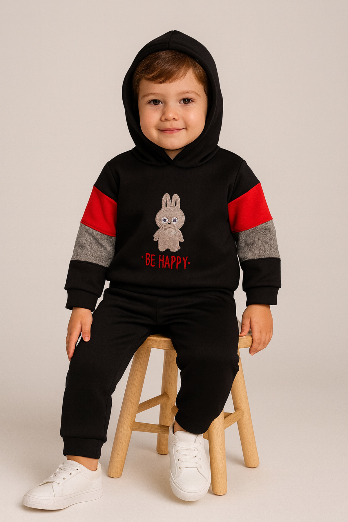 Oz Baby Kışlık 2-5 Yaş Unisex Skuba Kumaş Polar Astarlı Tavşan Nakışlı Be