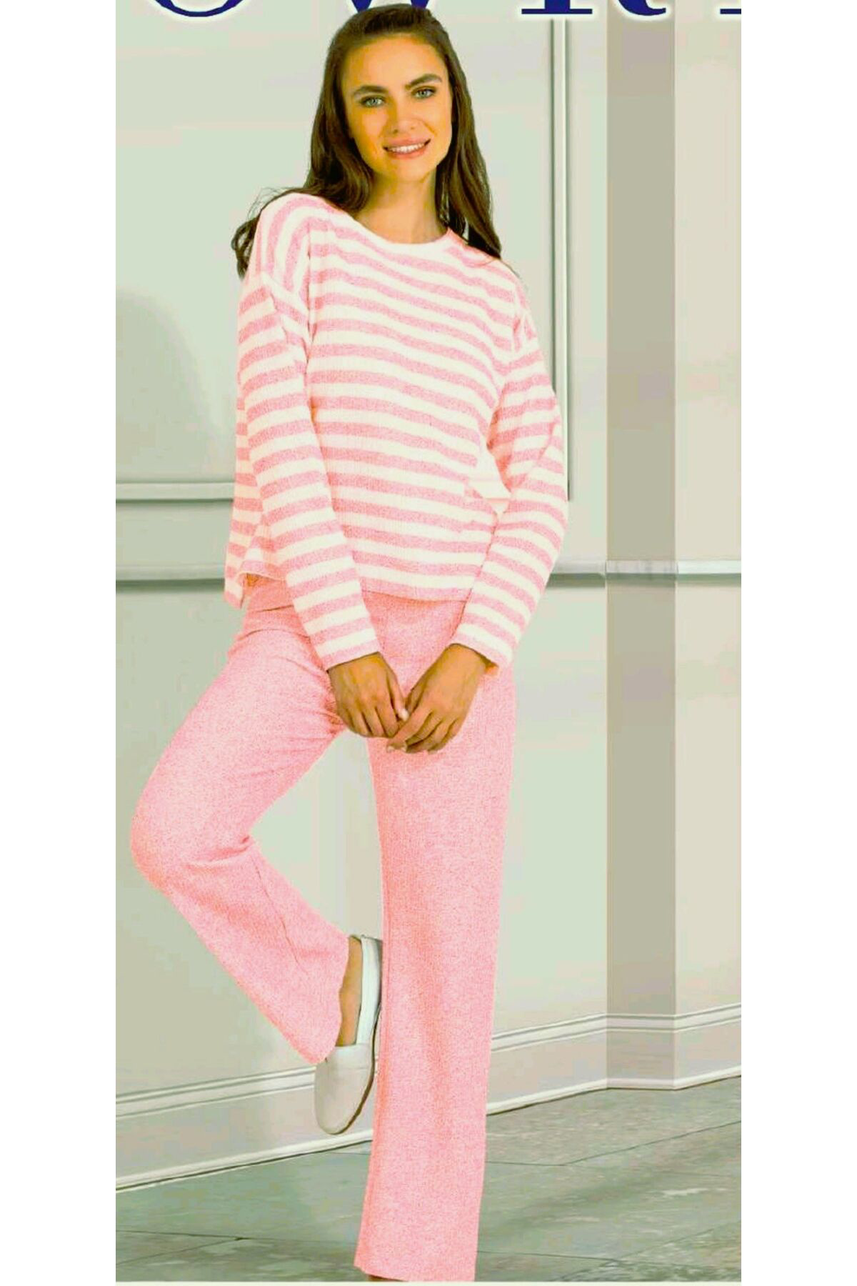 KIŞLIK ÖRME UZUN KOL KADIN PİJAMA TAKIMI