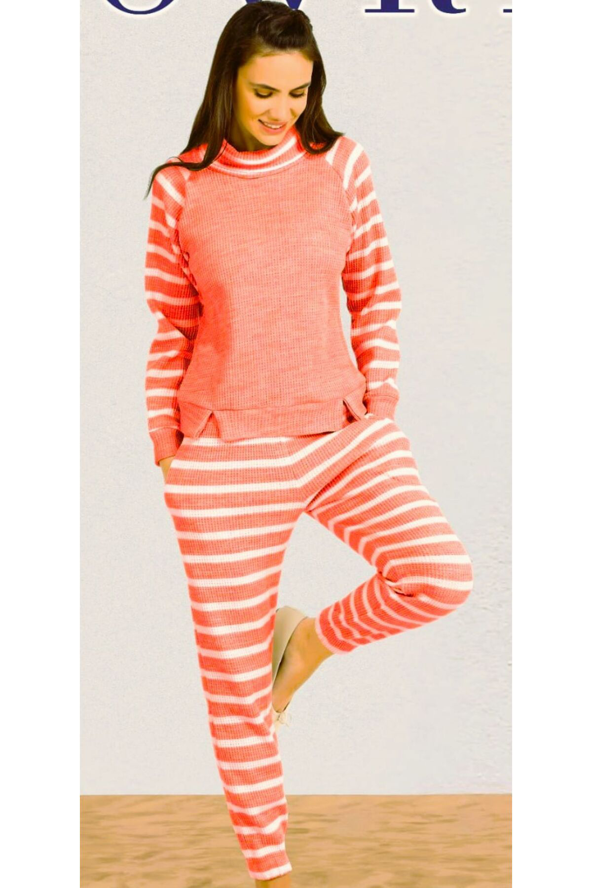 KIŞLIK ÖRME UZUN KOL KADIN PİJAMA TAKIMI