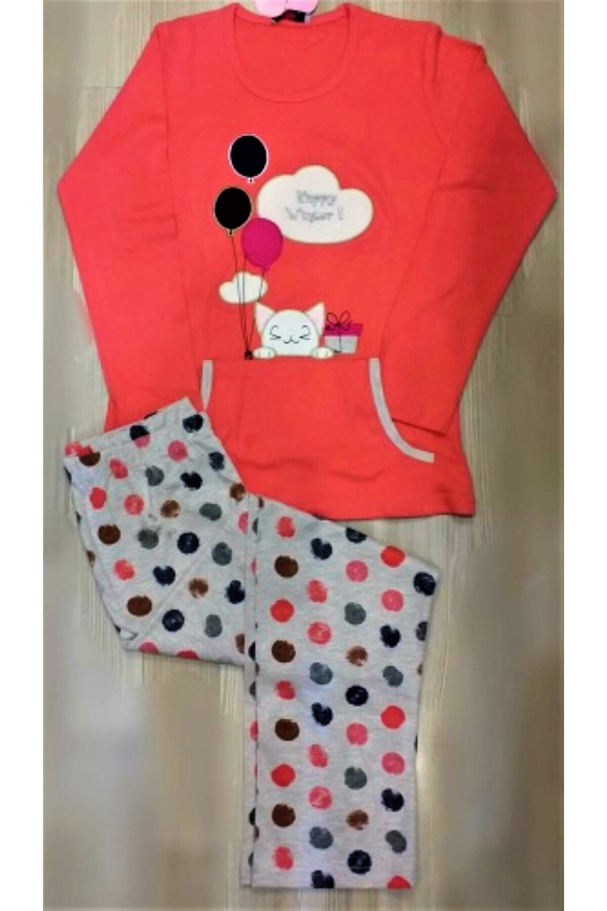 Kışlık Pijama Pamuklu Takımı Nar Çiçeği