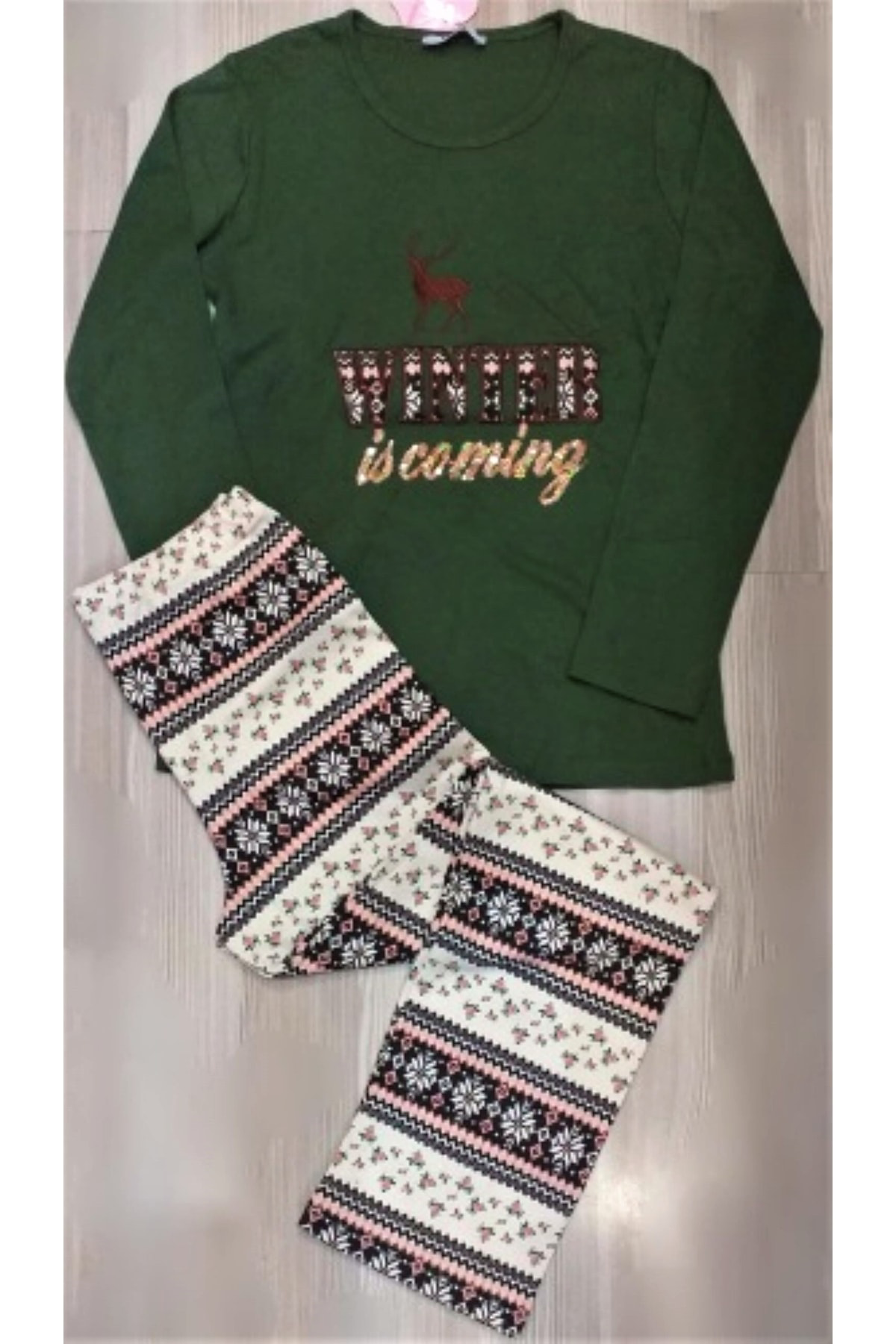 Kışlık Pijama Takımı Yeşil