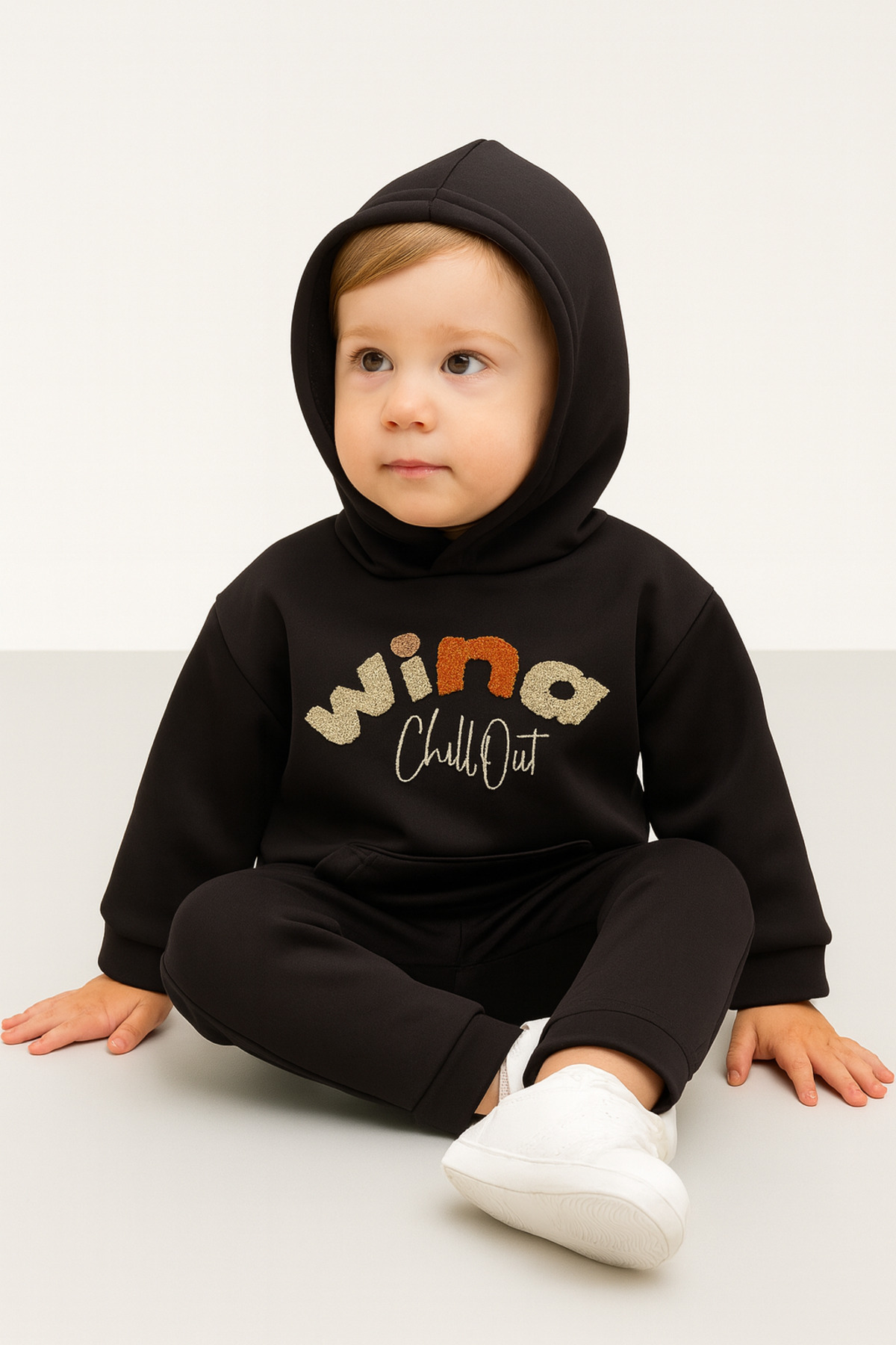 Oz Baby Kışlık Unisex Skuba Kumaş Polar Astarlı Süzene Nakışlı Kapüşonlu