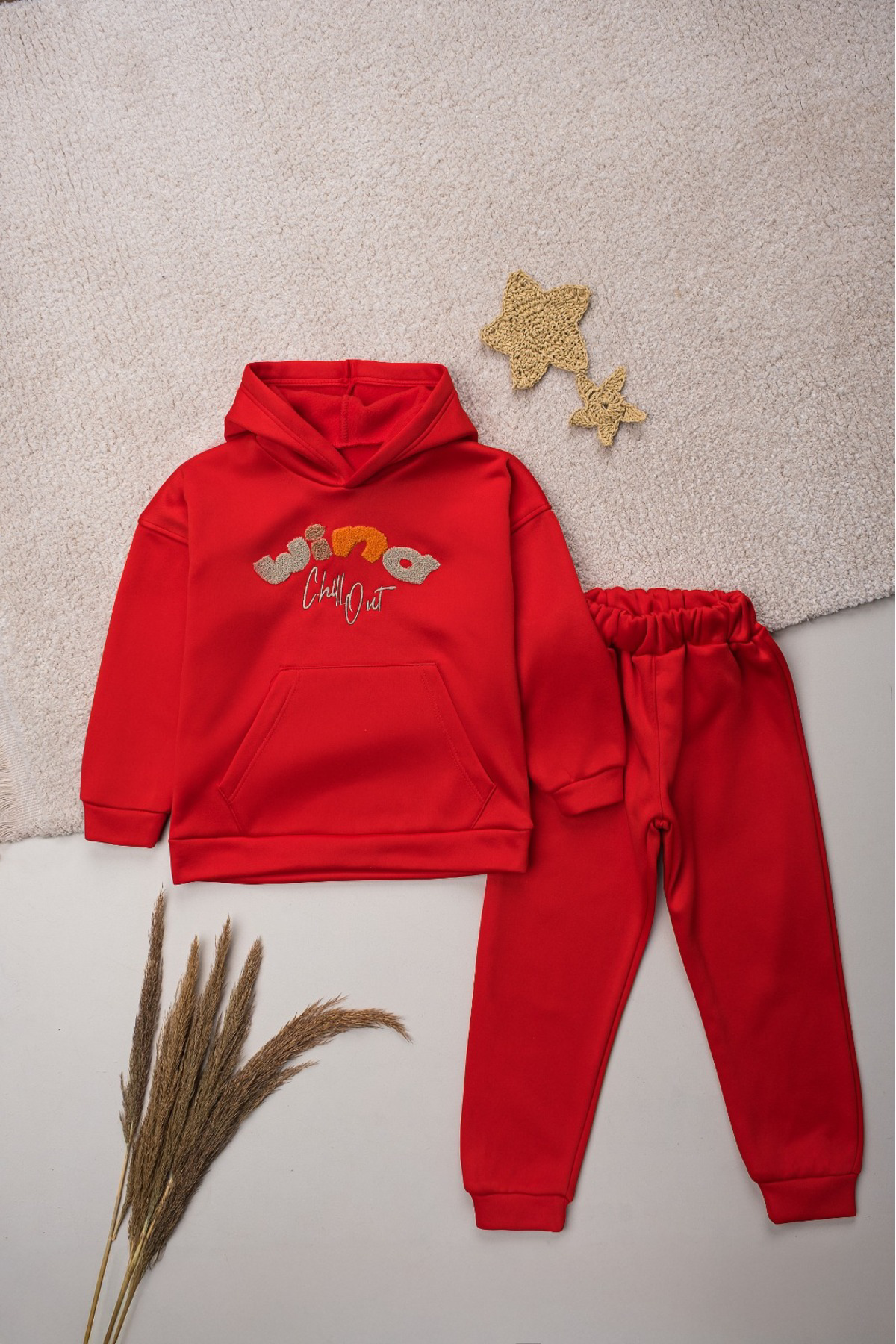 Oz Baby Kışlık Unisex Skuba Kumaş Polar Astarlı Süzene Nakışlı Kapüşonlu