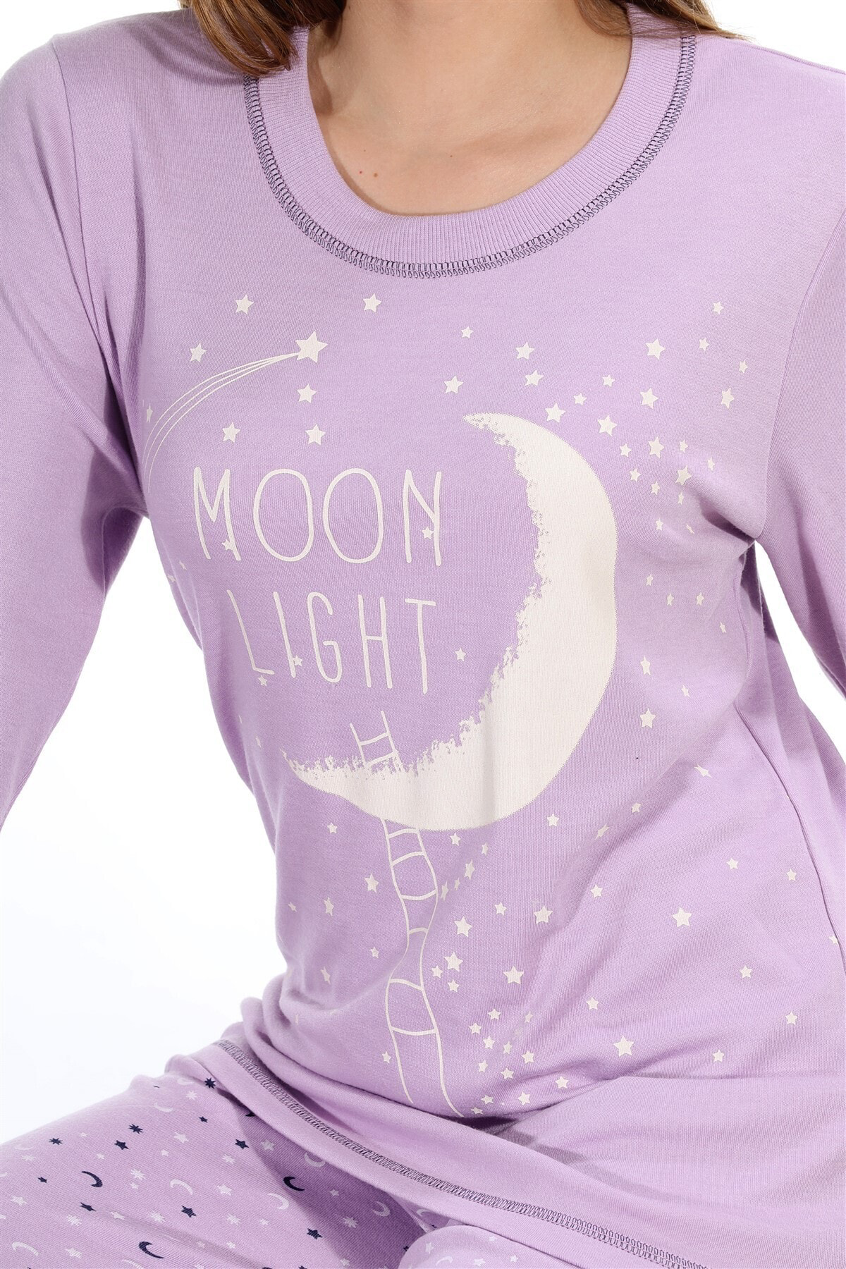 Kışlık Uzun Kol Pijama Takımı Eflatun