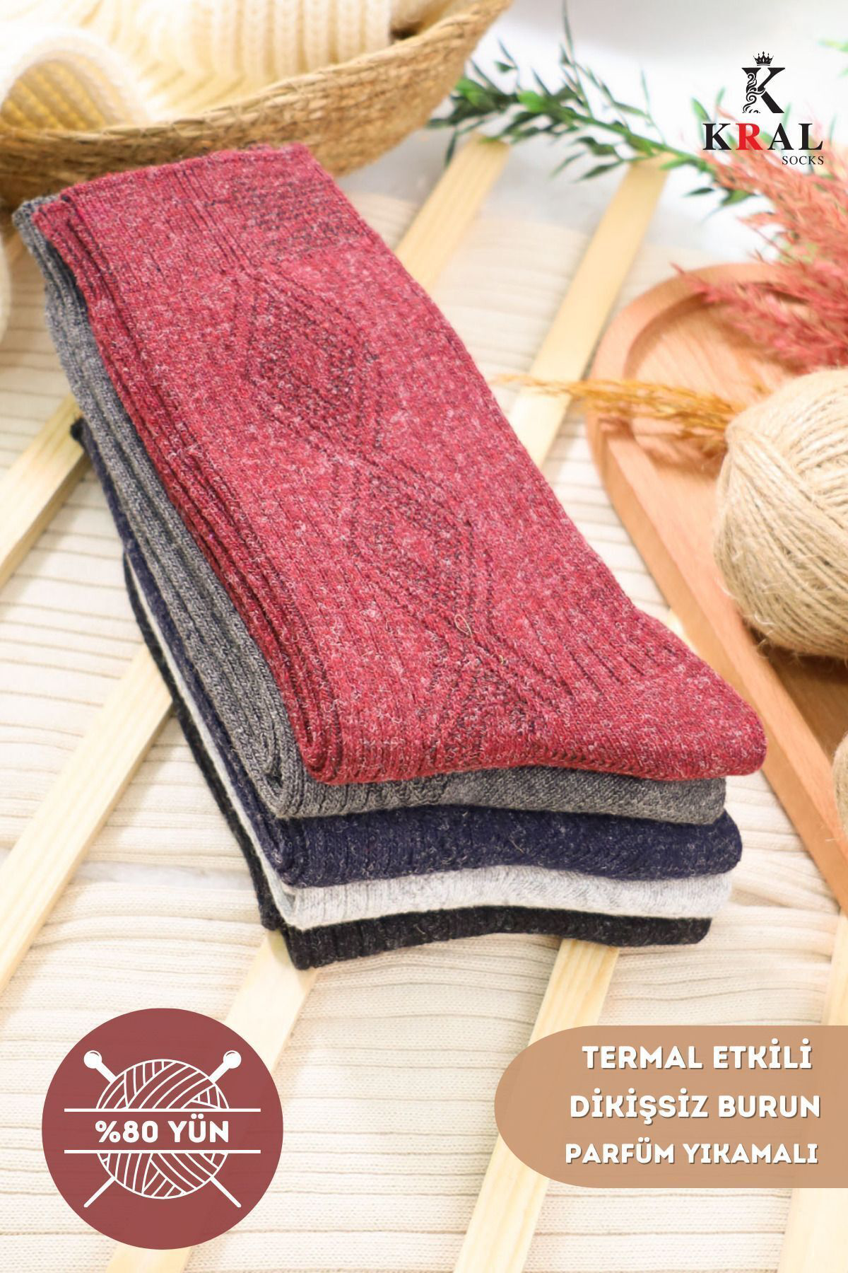 Kışlık Yün Çorap 5 'li Lambswool (KUZU YÜNLÜ) Kadınlar Için Dikiş Kışlık Yün Çorap 5 'li Lambswool (KUZU YÜNLÜ) Kadınlar Için Dikiş