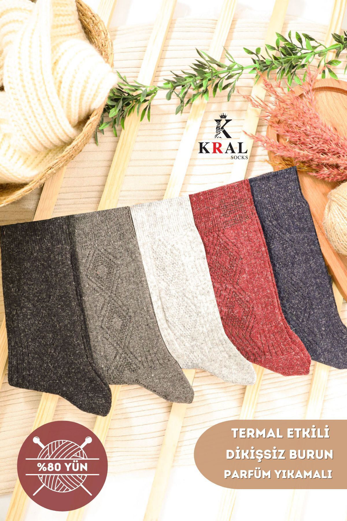 Kışlık Yün Çorap 5 'li Lambswool (KUZU YÜNLÜ) Kadınlar Için Dikiş Kışlık Yün Çorap 5 'li Lambswool (KUZU YÜNLÜ) Kadınlar Için Dikiş