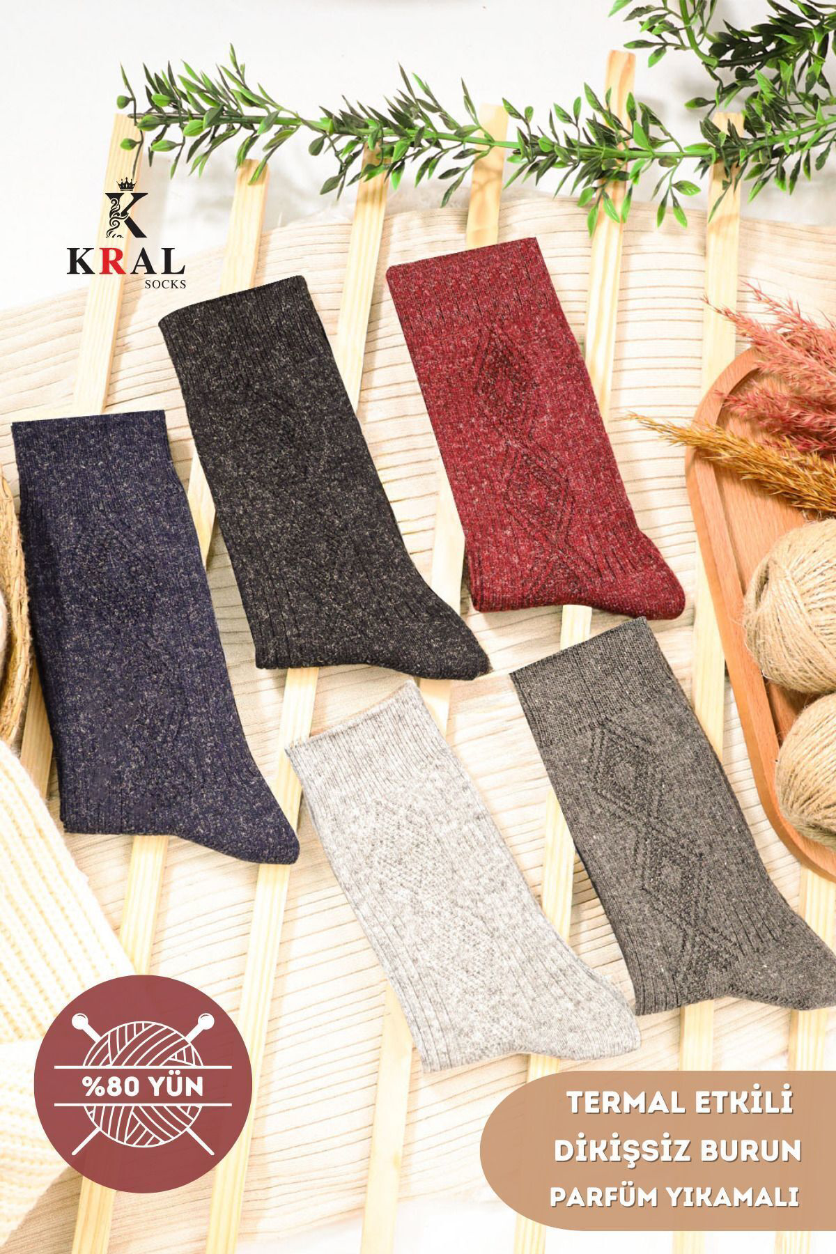Kışlık Yün Çorap 5 'li Lambswool (KUZU YÜNLÜ) Kadınlar Için Dikiş Kışlık Yün Çorap 5 'li Lambswool (KUZU YÜNLÜ) Kadınlar Için Dikiş
